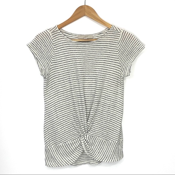 LOFT Tops - LOFT Knot Front Stripe Textural Top Size XSmall